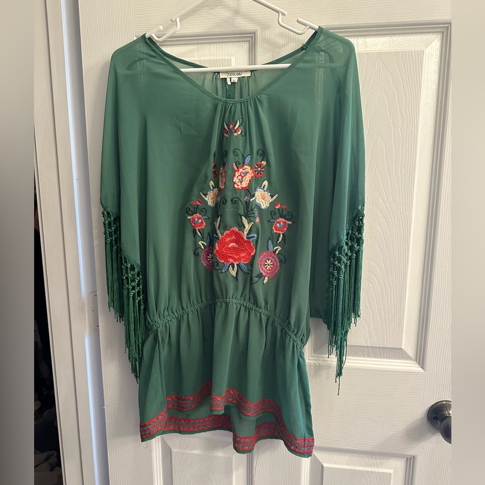 Sheer Embroidered Blouse